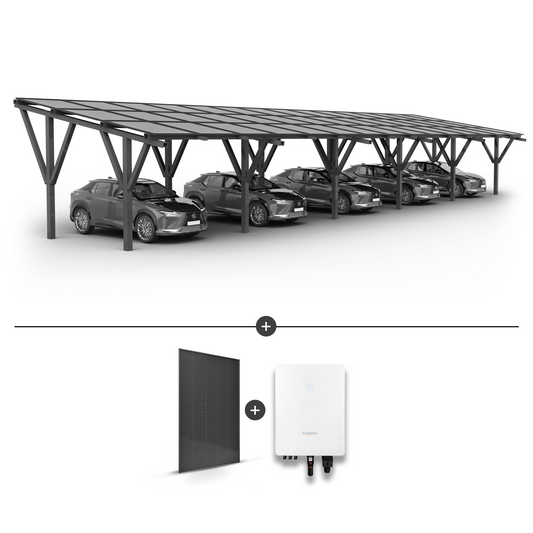 Stoginė 5 automobiliams + saulės moduliai  + inverteris (Hybrid) SG15.0RT