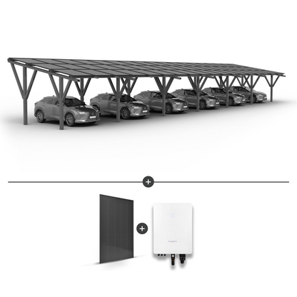 Stoginė 6 automobiliams + saulės moduliai  + Inverteris (Hybrid) SG15.0RT